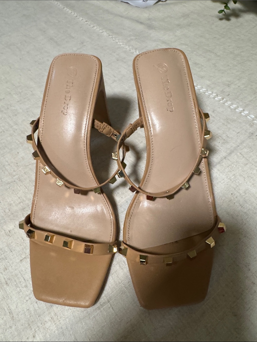 Studded Nude Leather Slide Mules